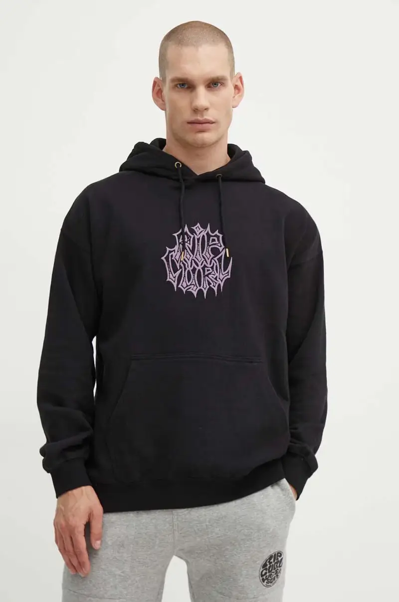 felpa in cotone uomo colore nero con cappuccio