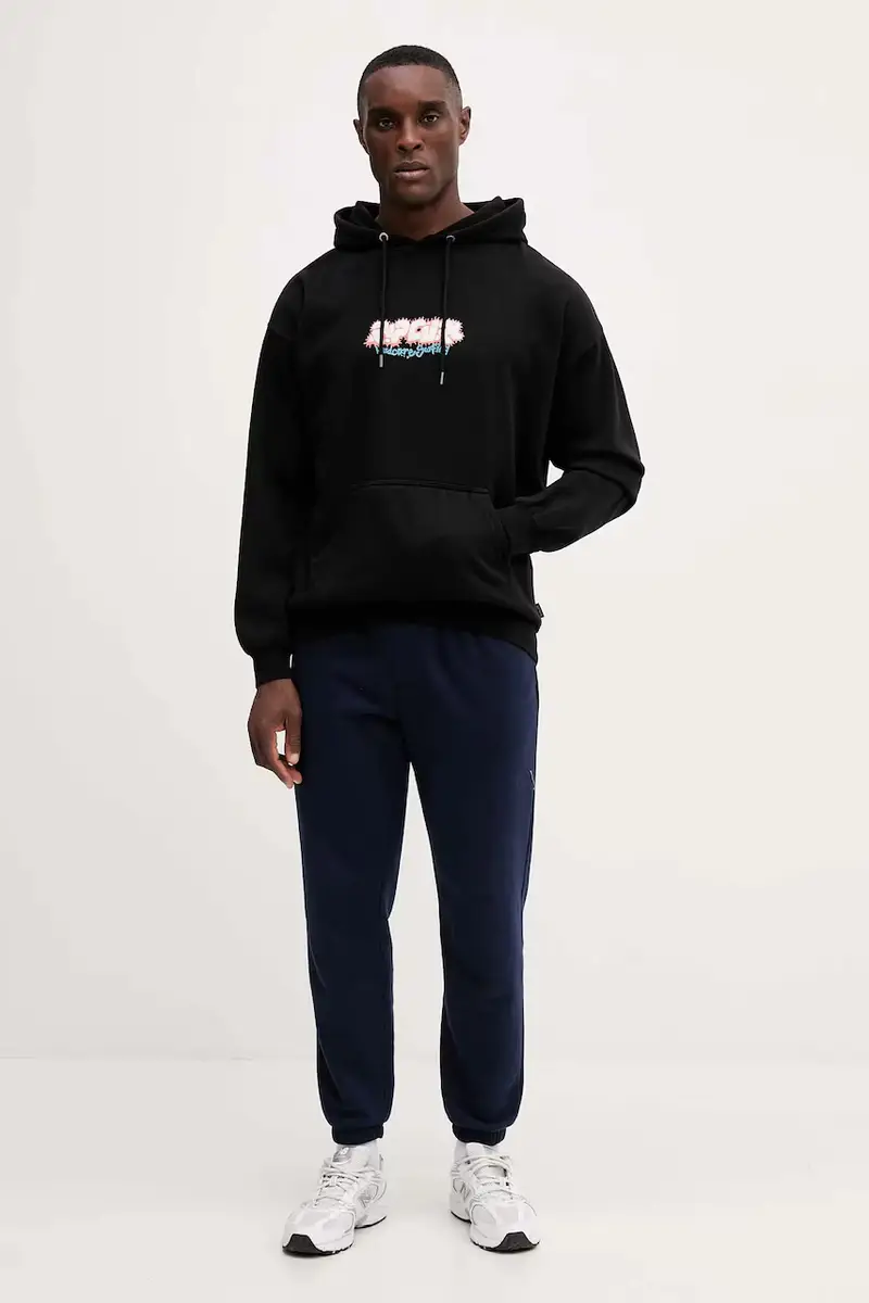 felpa RAW ENERGY uomo colore nero con cappuccio 092MFL miniatura 2