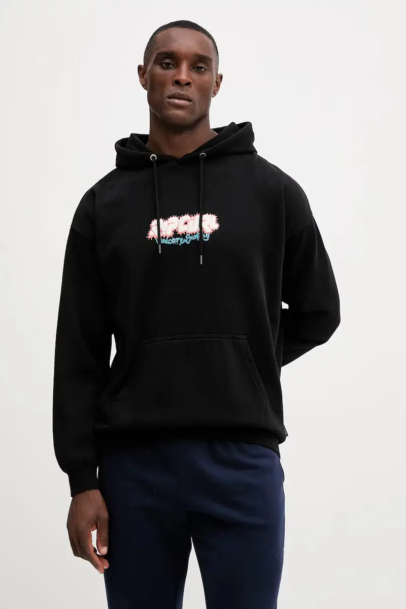felpa RAW ENERGY uomo colore nero con cappuccio 092MFL