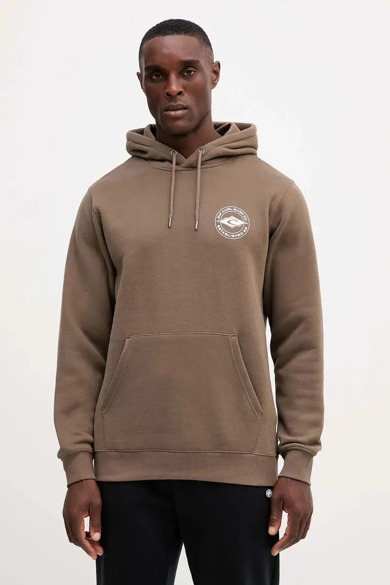 felpa STAPLE uomo colore marrone con cappuccio 095MFL