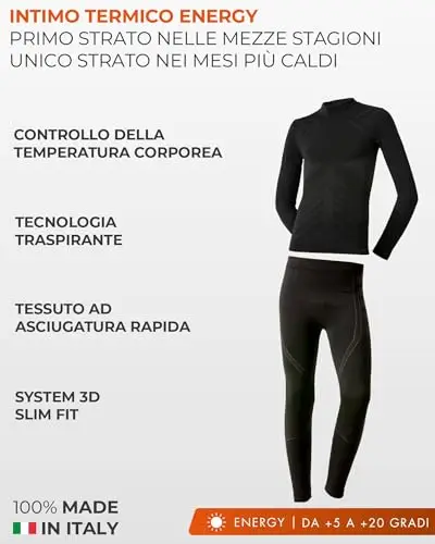 Risalti Maglia Termica Bambino Bambina e Calzamaglia Energy - Tuta Termica Bambino Unisex, Intimo Traspirante Senza miniatura 2