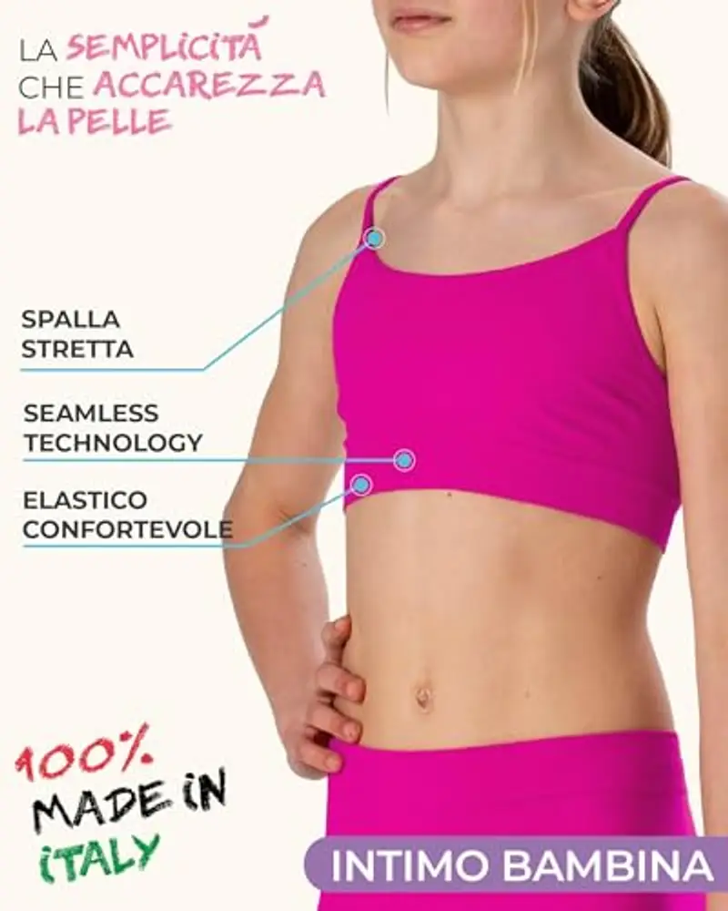 Risalti Set Top Bambina e Pantaloncini in Microfibra - Top e Culotte Bambina Morbidi, Completo Intimo Bimba Senza miniatura 2