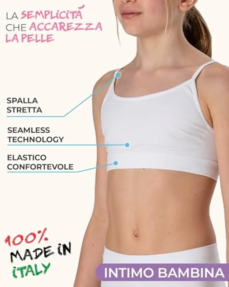 Risalti Set Top Bambina e Pantaloncini in Microfibra - Top e Culotte Bambina Morbidi, Completo Intimo Bimba Senza miniatura 2