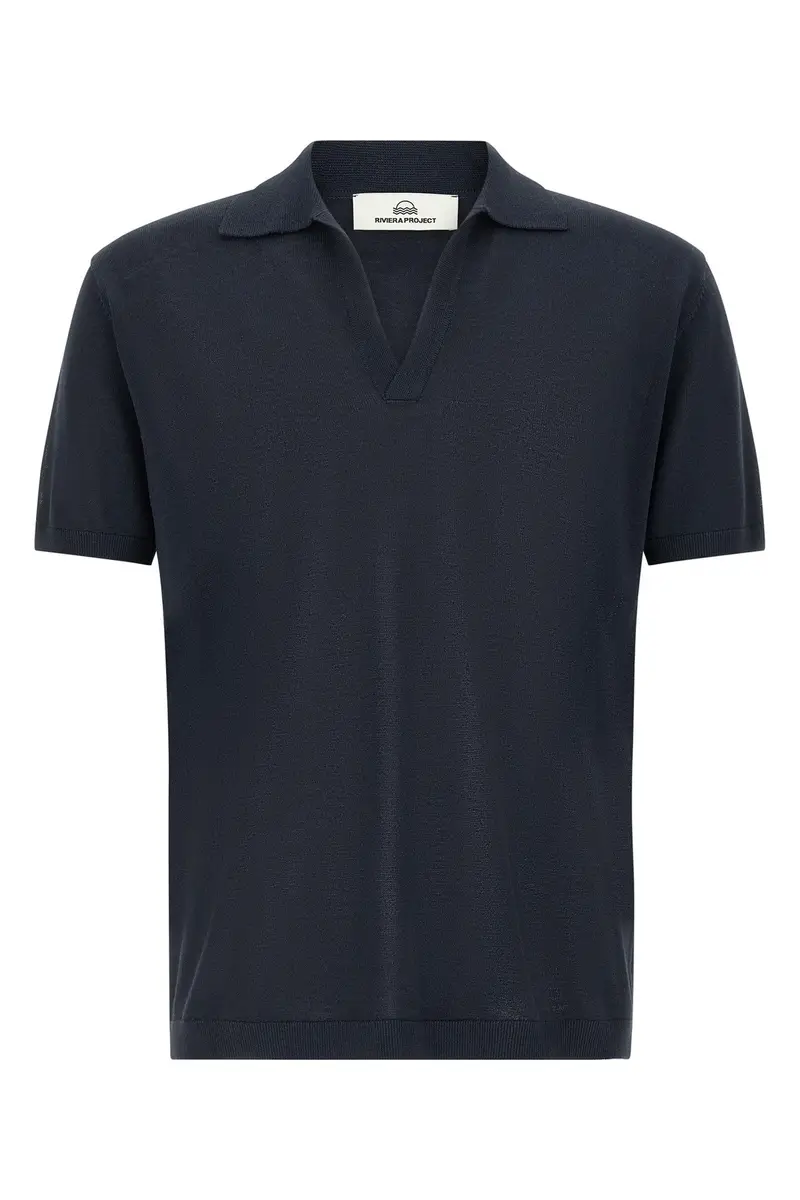 Polo Colletto Aperto Blu