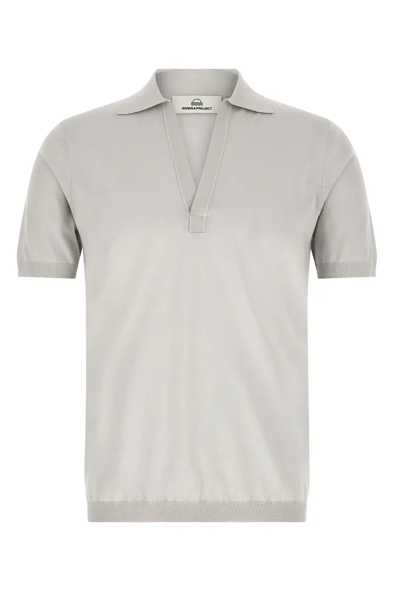 Polo Colletto Aperto Grigio