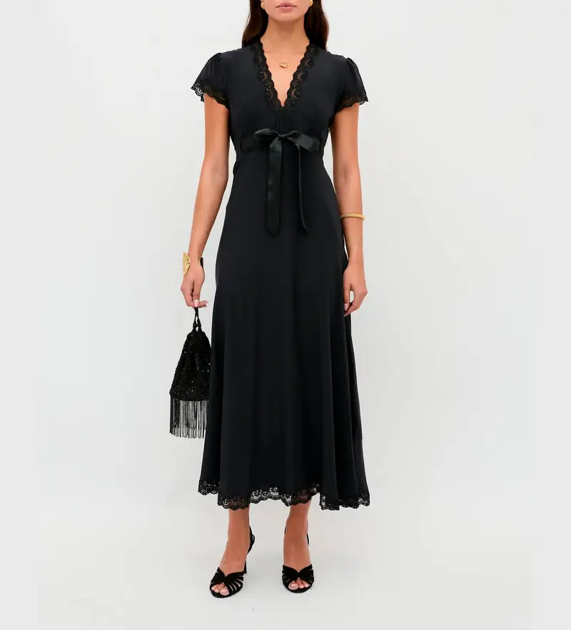 per donna 010 02400 324 02274 Abito nero Marlice (XS), Casual, Da sera, Seta, Manica corta