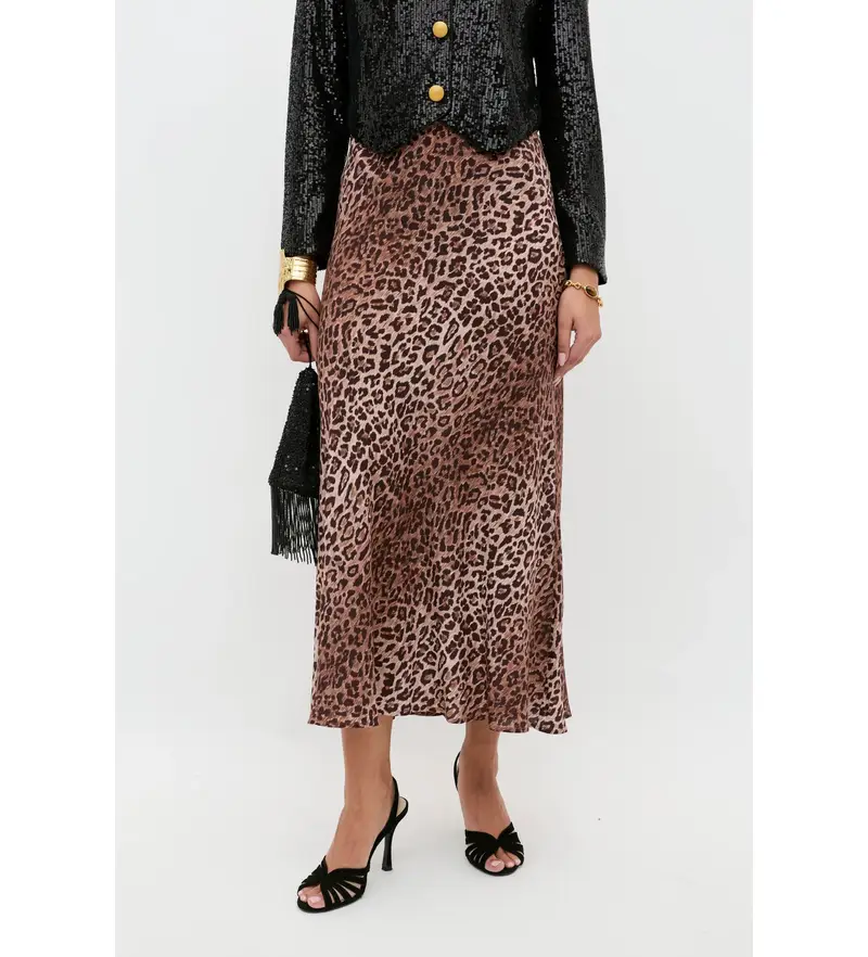 per donna 020 00298 000 05249 Gonna marrone Kelly (XS), Casual, Da sera, Animal Print, Seta