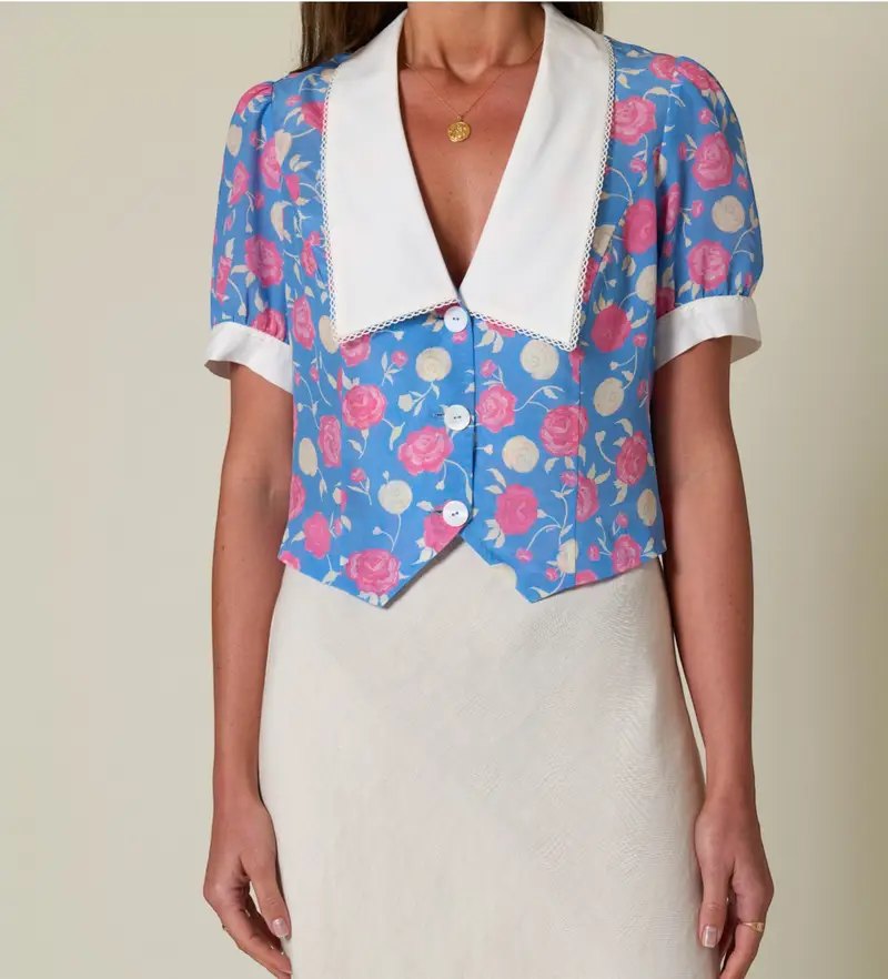 per donna 030 05072 225 06316 Camicetta blu Zinia (M), Casual, Lino, Manica corta