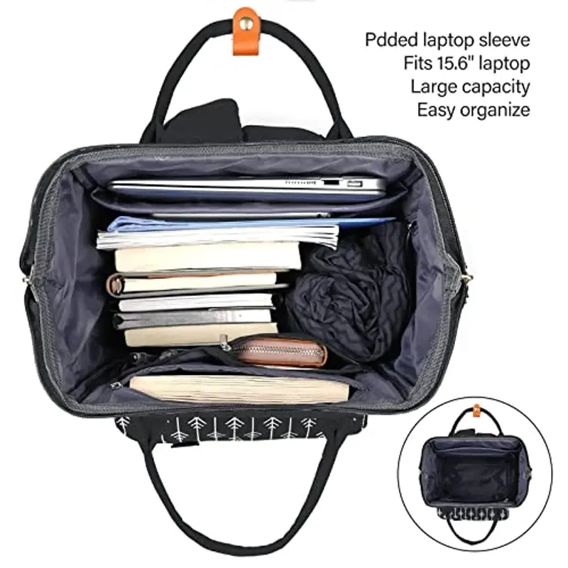 RJEU - Zaino da donna, per la scuola, per il tempo libero, per il lavoro, con scomparto per computer portatile e tasca antifurto, impermeabile miniatura 2