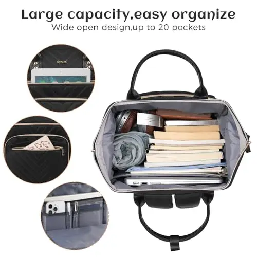 RJEU Zaino Università Donna, Zaino Porta PC Donna 15, 6 Pollici, Impermeabile Borsa Computer per miniatura 2