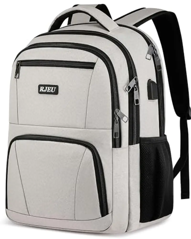 RJEU Zaino Uomo Donna,Zaini Scuola per Media Superiore Università USB Adulti Zaini porta Lavoro Ufficio, 15.6 Pollic