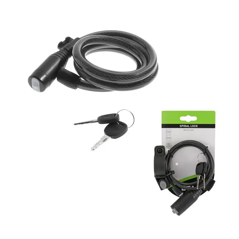 Lucchetto Bici Spirale 8X1500MM Con Chiave Nero TU