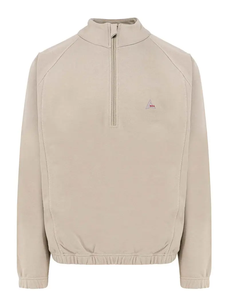 Felpa In Cotone Stretch Con Logo Tortora