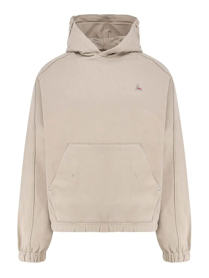 Felpa In Cotone Stretch Con Logo Tortora