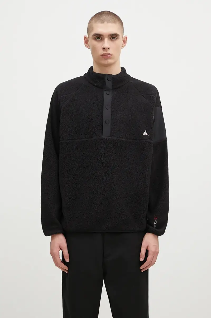 felpa in pile Polartec Fleece Button Up colore nero RBMW0245FA191