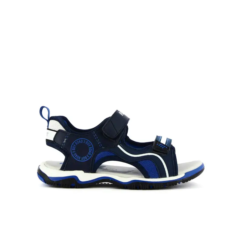 Sandali blu da bambino con strappi e logo