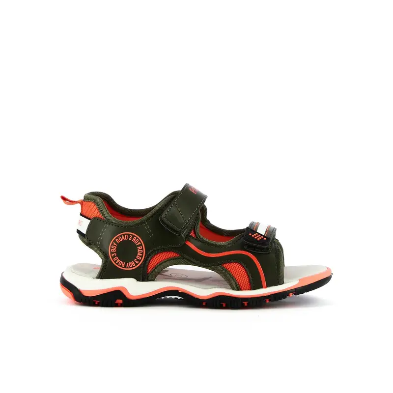 Sandali verdi da bambino con strappi e logo