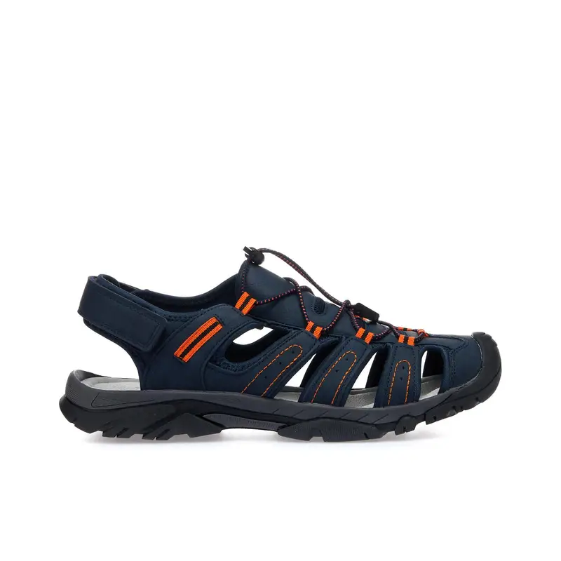 Sandali blu sportivi con gabbia e lacci elastici