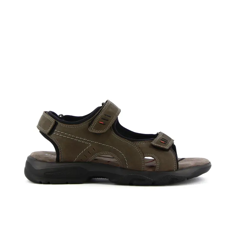 Sandali marroni in pelle con strappi