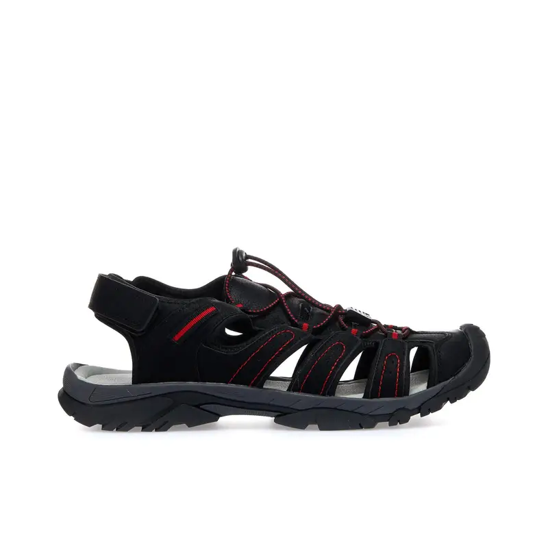 Sandali neri sportivi con gabbia e lacci elastici