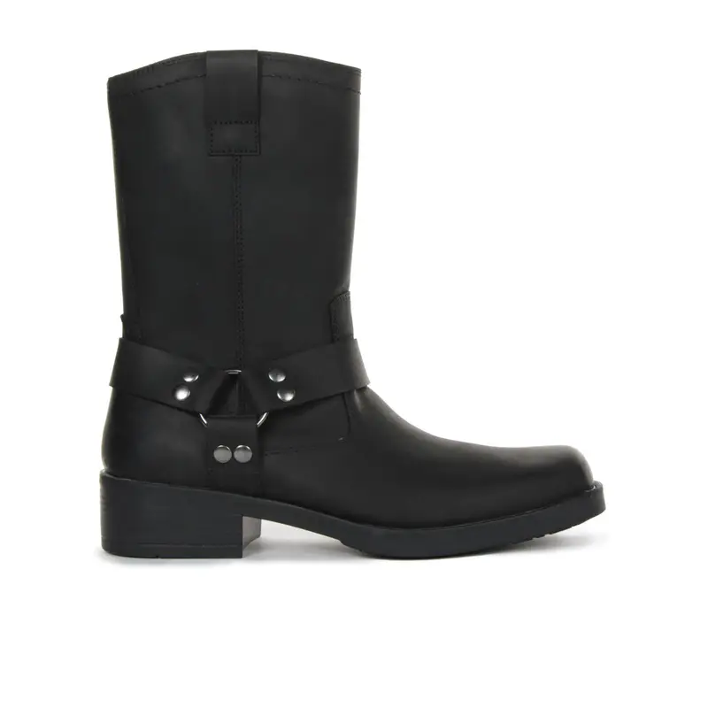 Stivali neri in pelle con fibbie