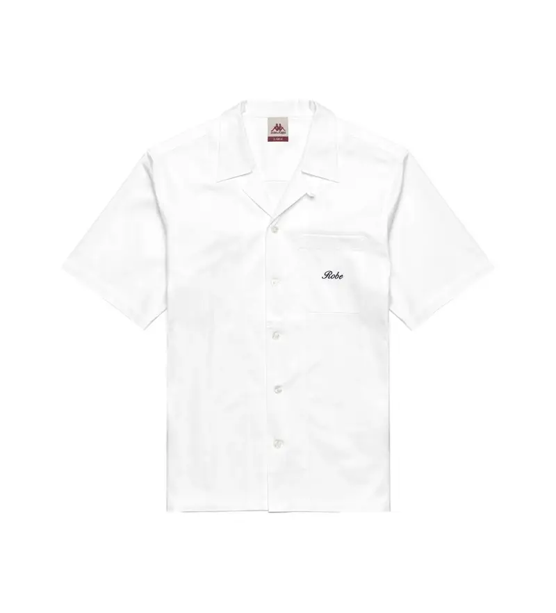 per uomo 631372W Camicia bianca Aousja (S), Bianco, Cotone, Manica corta