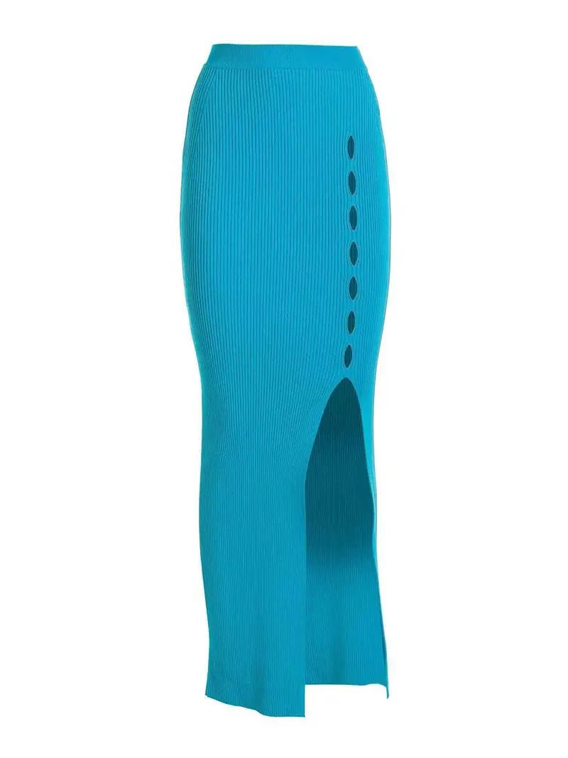 Gonna a costine dal taglio skinny Azzurro