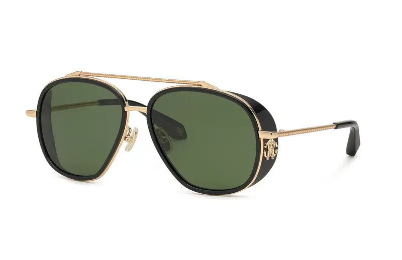 Roberto Cavalli Unisex SRC008M  300 Occhiali da sole Metallo Oro Verde Squadrata Normale