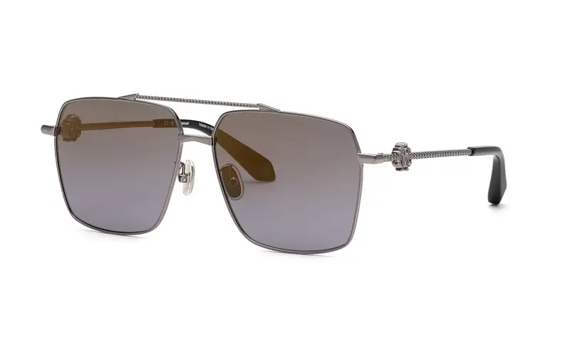 Roberto Cavalli Unisex SRC036V  568G Occhiali da sole Metallo Grigio Fumo Squadrata Normale Sfumato
