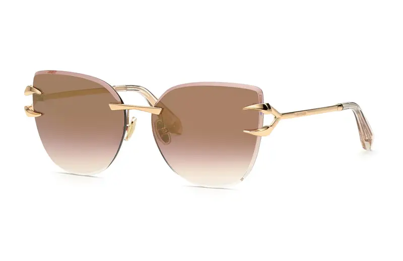 Roberto Cavalli Unisex SRC043  8FCG Occhiali da sole Metallo Oro Marrone Farfalla Normale Sfumato