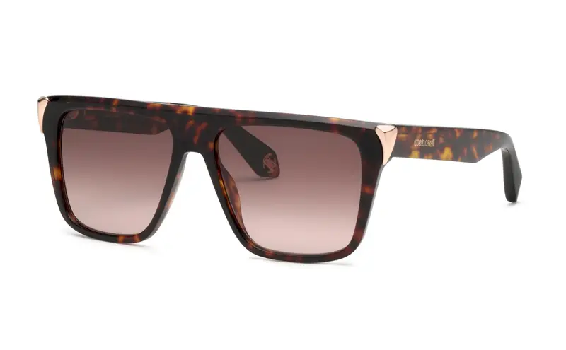 Roberto Cavalli Unisex SRC094M  743 Occhiali da sole Acetato Havana Marrone Squadrata Normale Sfumato