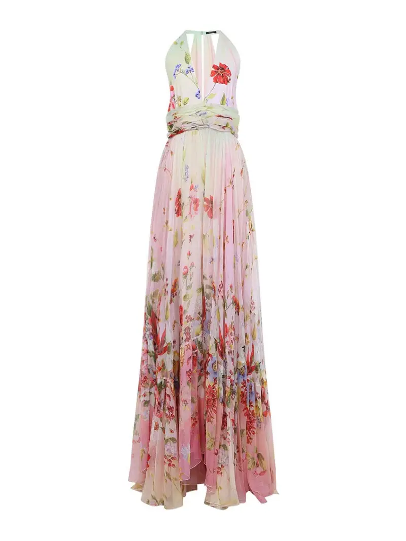 Vestito lungo Miami Flowers Multicolore
