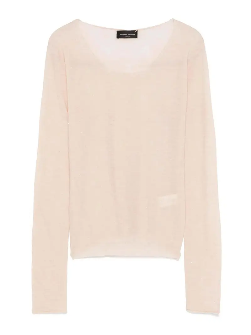 Girocollo ml micropaillettes Beige