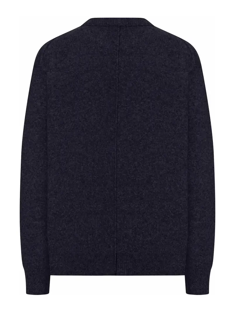 Maglia Girocollo In Lana Effetto Melange Blu