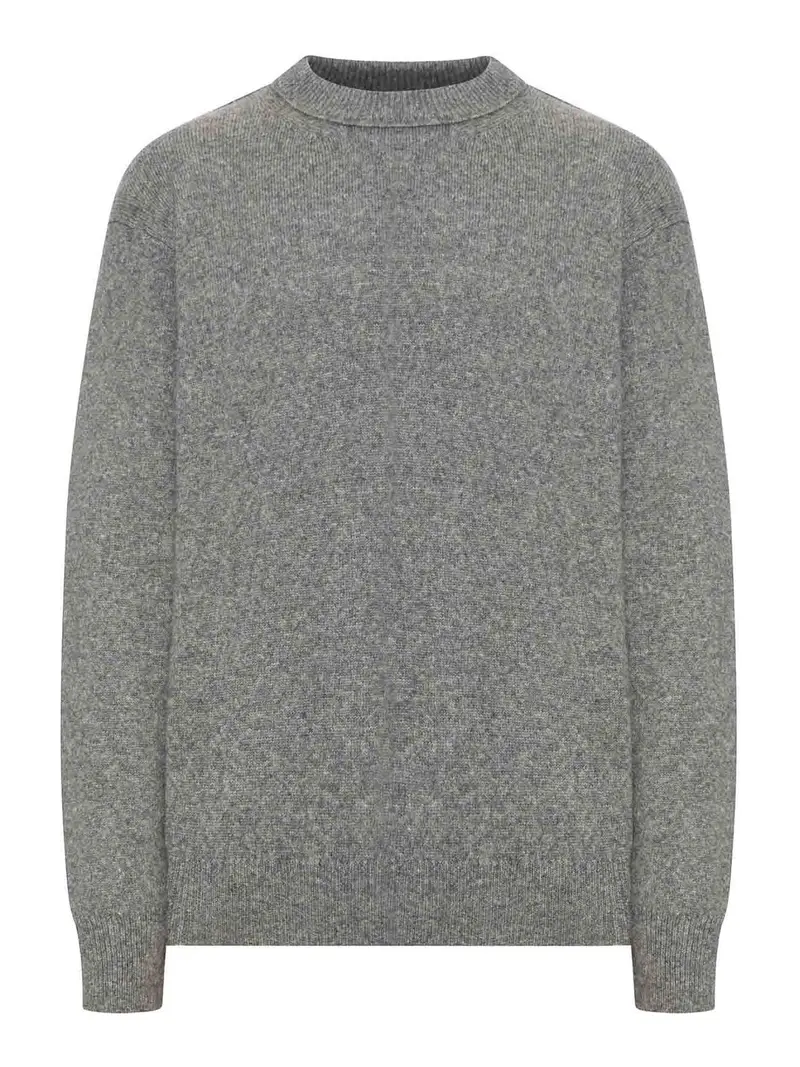 Maglia Girocollo In Lana Effetto Melange Grigio
