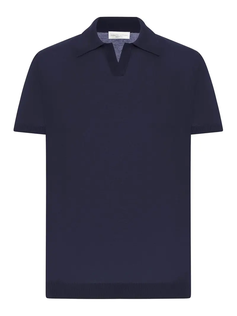 Polo In Cotone Senza Bottoni Blu