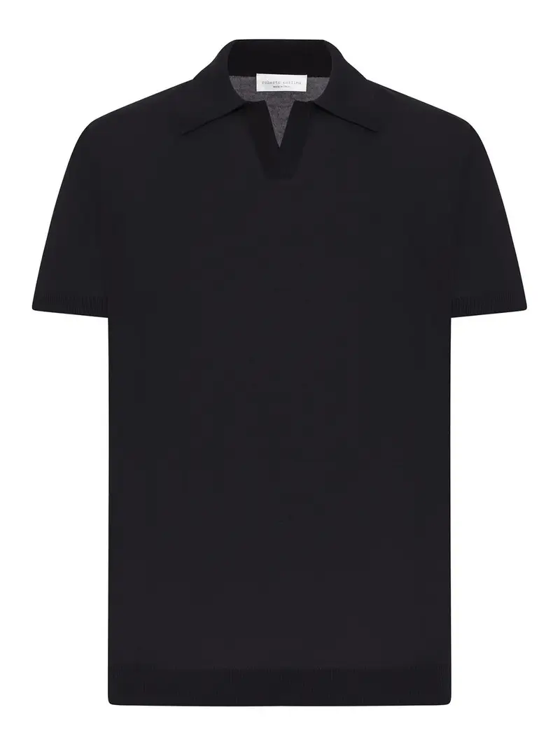 Polo In Cotone Senza Bottoni Nero