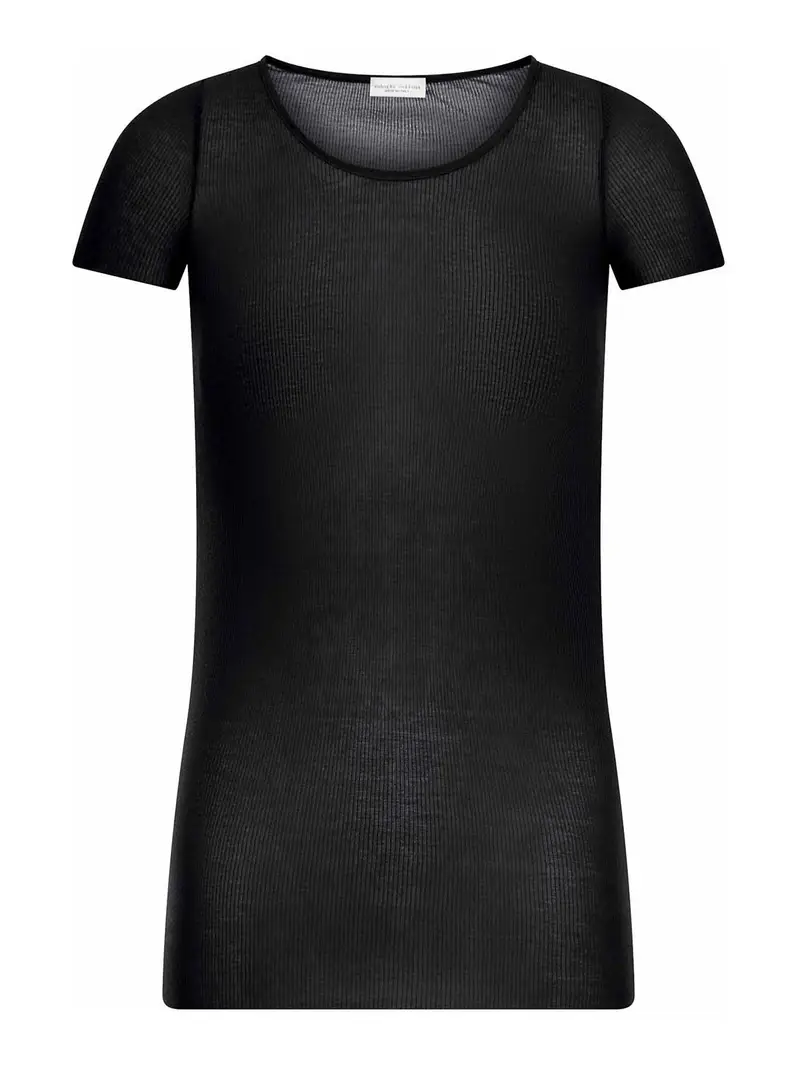 T-shirt in maglia a coste Nero