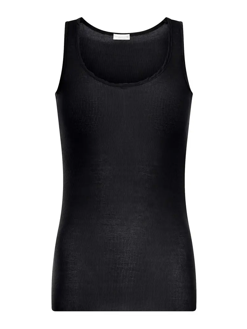 Top senza maniche in maglia a coste Nero