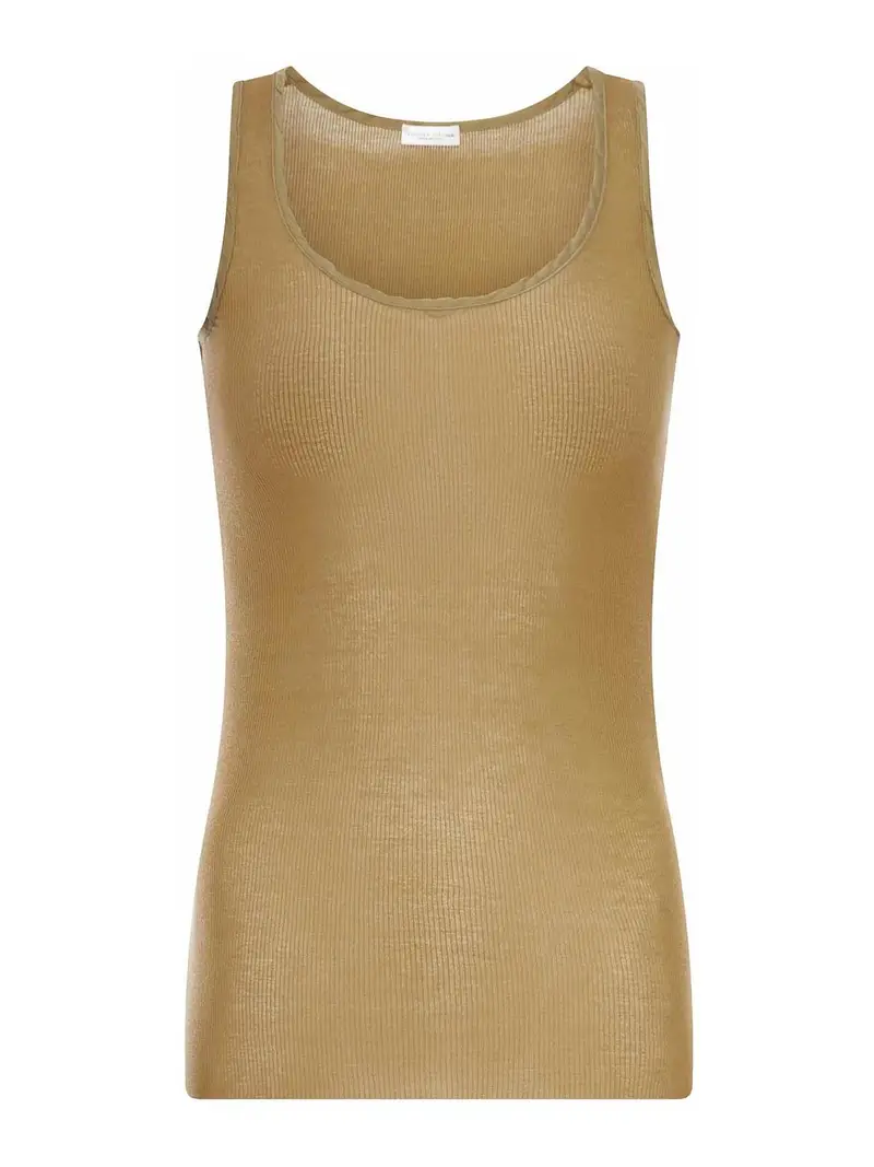 Top senza maniche in maglia a coste Verde