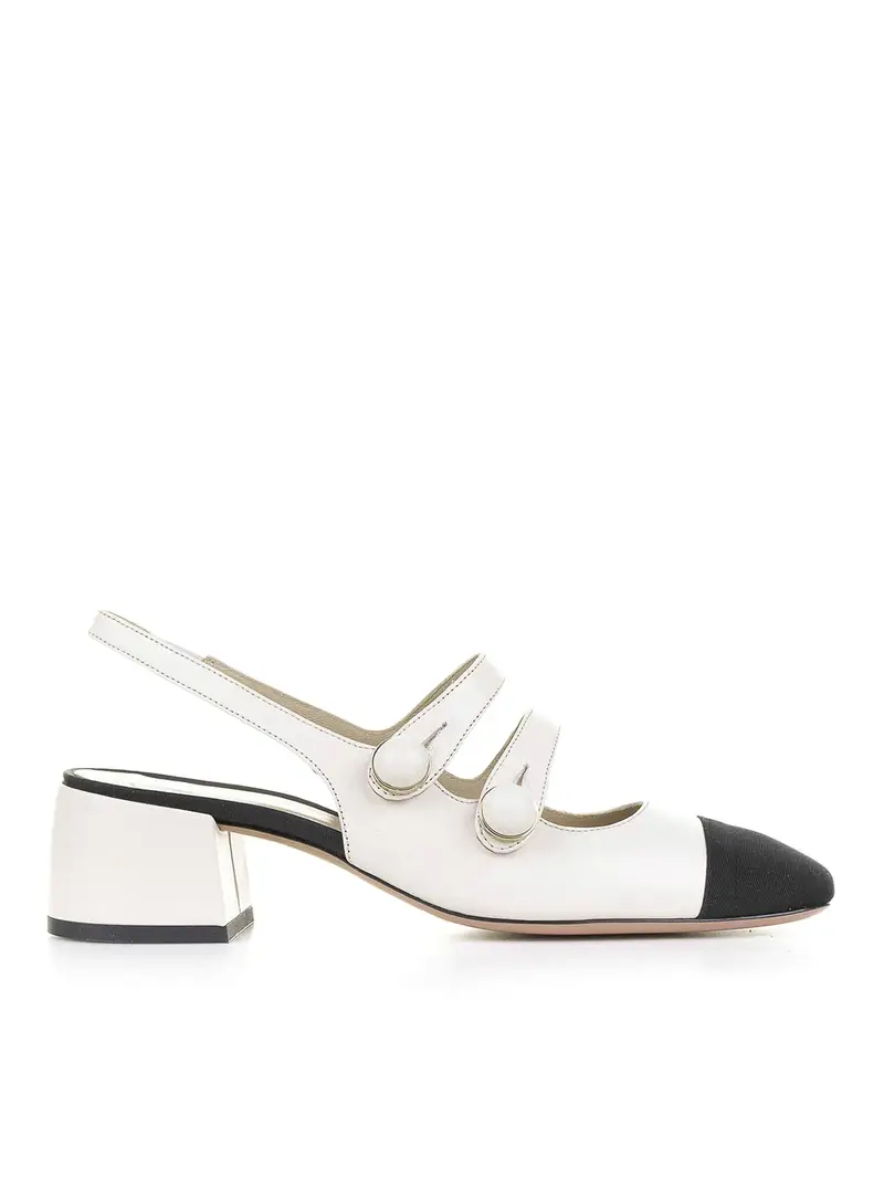Chanel Slingback Doppio Cinturino In Pelle Bianco