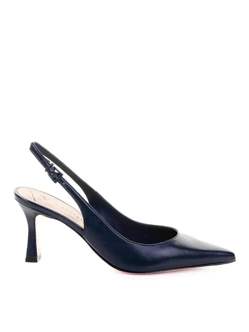 Slingback dcollet in nappa a punta blu navy