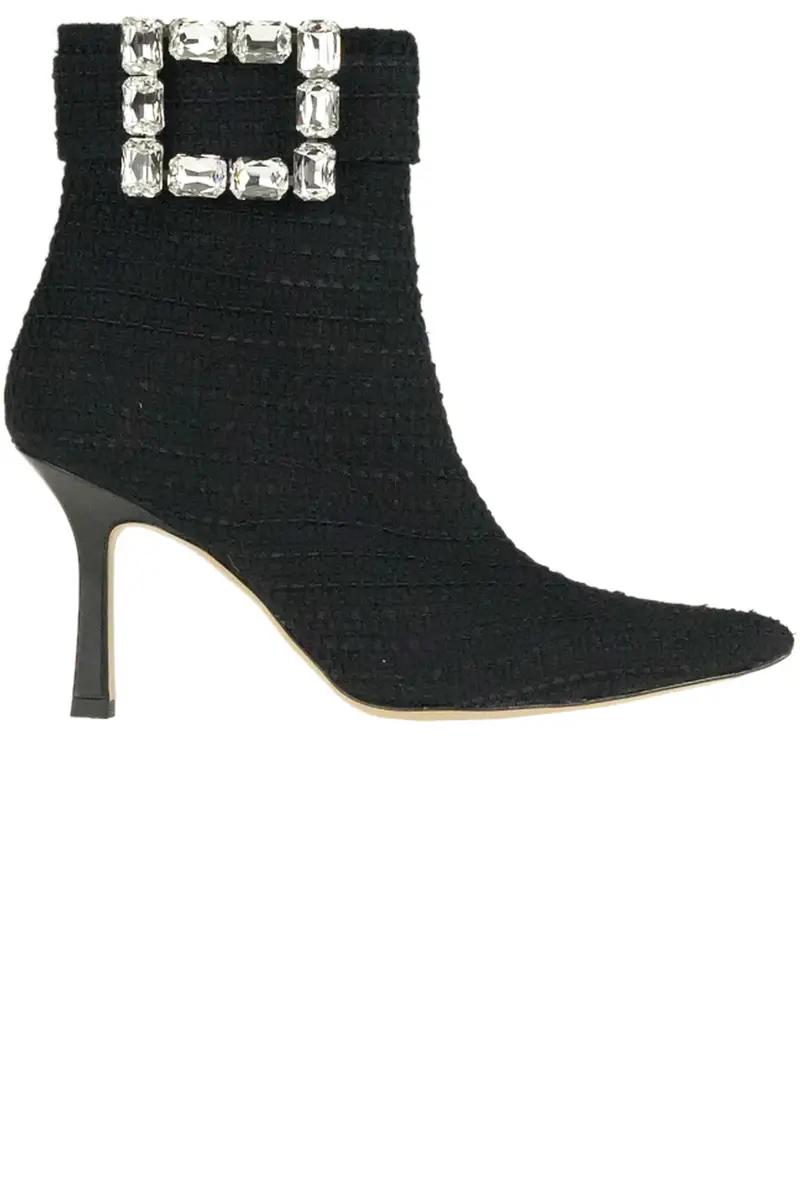 Stivaletti in tweed con fibbia gioiello
