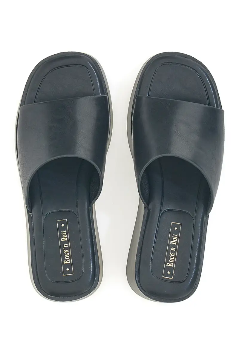 Ciabatte con zeppa neri minimal Rock'n Doll H3T9027 [NERO] miniatura 3