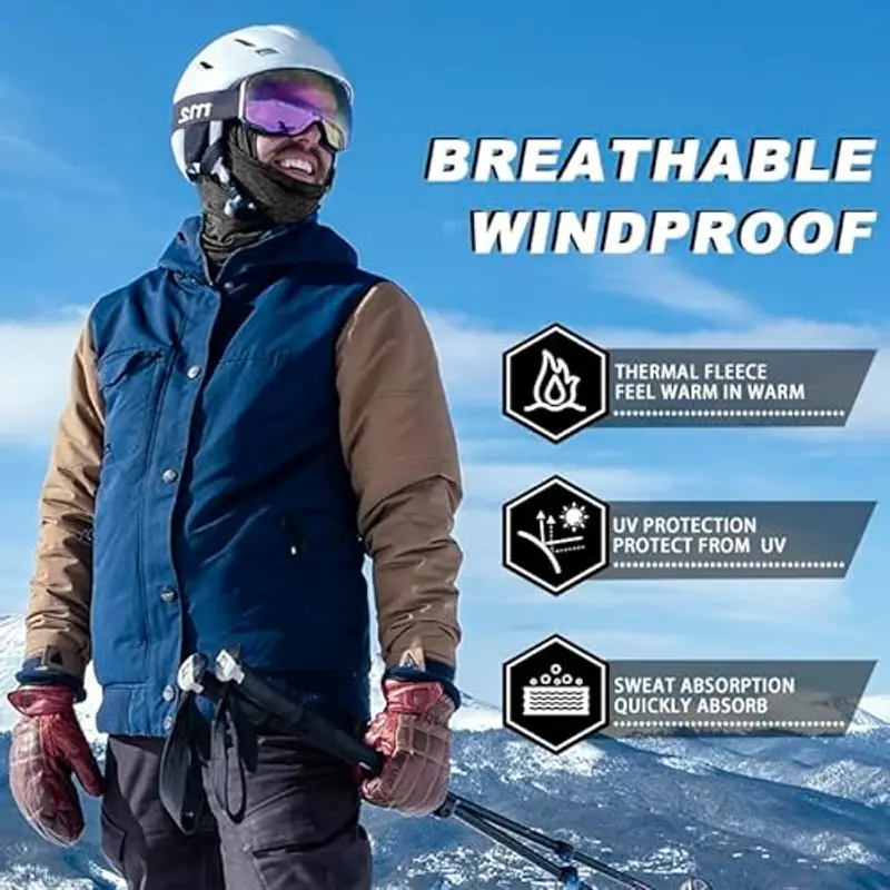 ROCKBROS Passamontagna Moto Invernale Termico con Pile Balaclava Sottocasco Caldo Multifunzionale per Ciclismo Sci miniatura 2