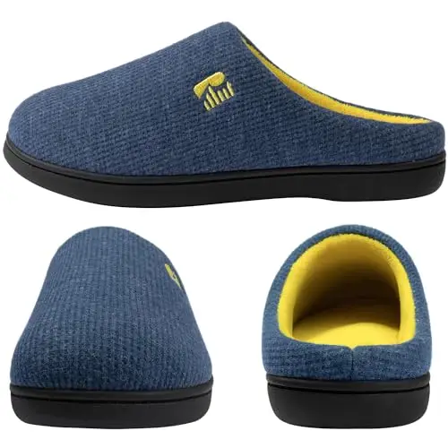 RockDove Bicolore Pantofola da Uomo in Memory Foam, 42/43 EU, Blu Navy e Giallo miniatura 3
