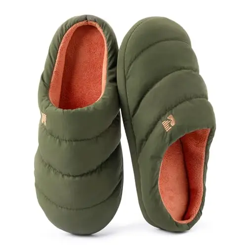 RockDove Pantofola da Campeggio Uomo con Schiuma Memory e Imbottita in Piuma, 42/43 EU, Verde Cacciatore
