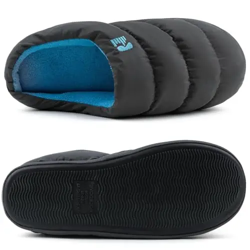 RockDove Pantofola da Campeggio Uomo con Schiuma Memory e Imbottita in Piuma, 44/45 EU, Grigio Scuro e Blu miniatura 3