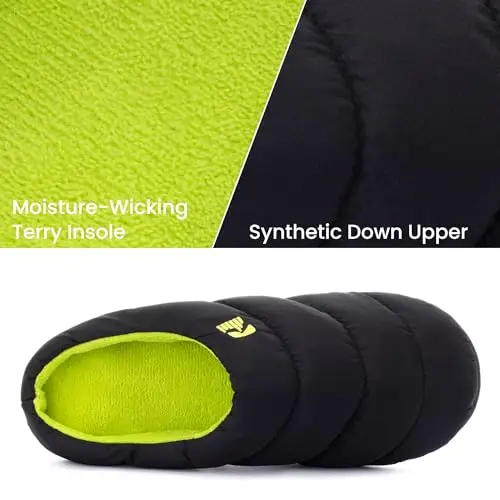 RockDove Pantofola da Campeggio Uomo con Schiuma Memory e Imbottita in Piuma, 44/45 EU, Nero e Lime miniatura 3