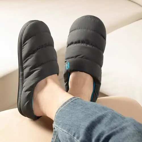 RockDove Pantofola da Campeggio Uomo con Schiuma Memory e Imbottita in Piuma, 46/47 EU, Grigio Scuro e Blu miniatura 2